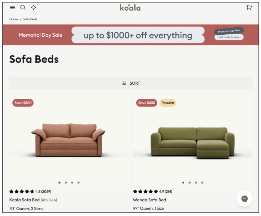 Koala sofa beds collection page
