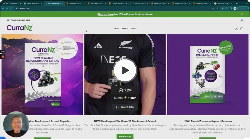 A real audit video: Gert walking through a store's SEO opportunity on screen in a personal recording