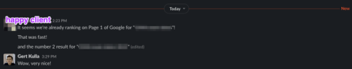 Happy client feedback